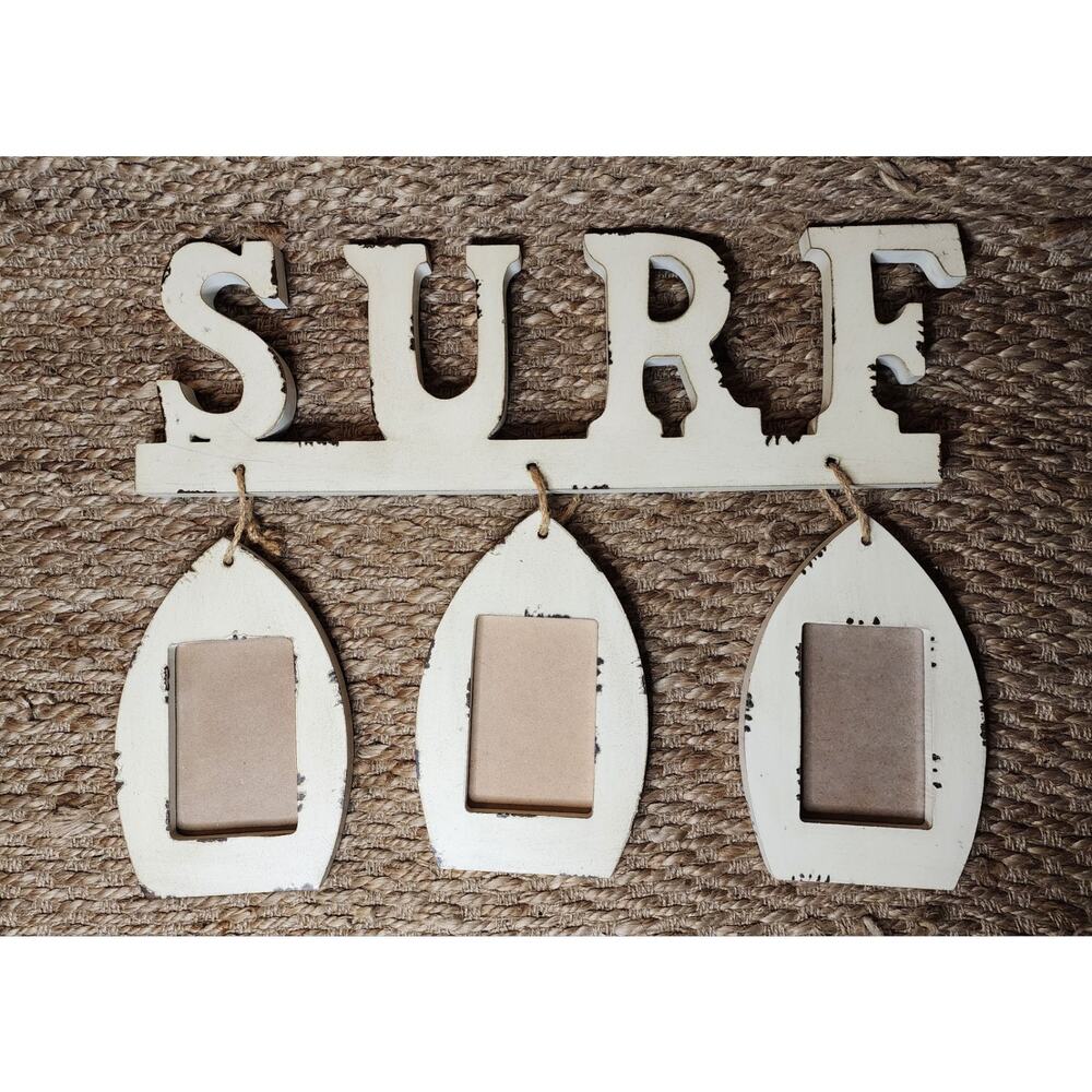 Large Distressed White Wall Surf Picture Frame Nautical Coastal Beach House